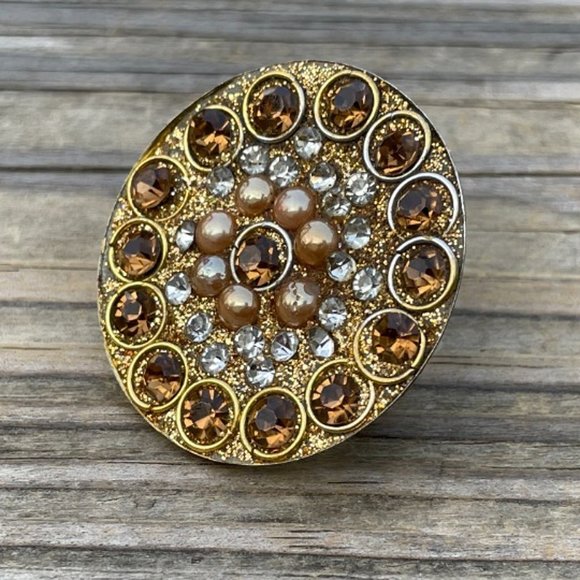 Women Rings Fashion Gold Tone Crystal Accent Ring Size adjustable 6-8 - Picture 5 of 11